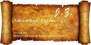 Jablonkai Zalán névjegykártya